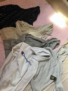 5 pack of hoodies- Champion White Hoodie with other some NWT sizes S/M